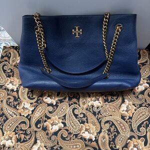 Tory Burch Navy Leather Shoulder Bag